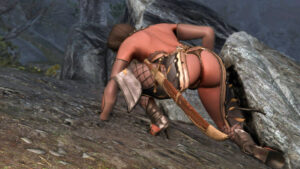 Katya bleeding out after a large battle in the evening